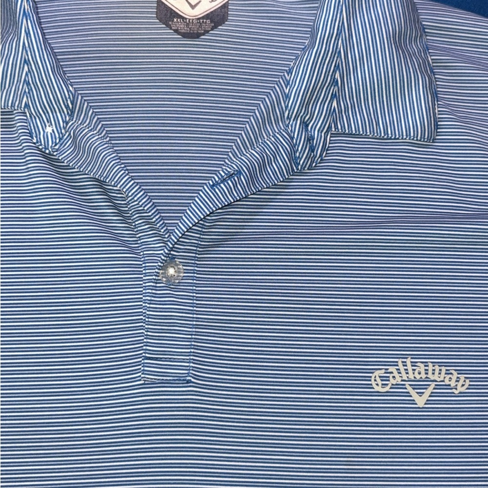 Callaway Blue and White Striped Men’s Polo